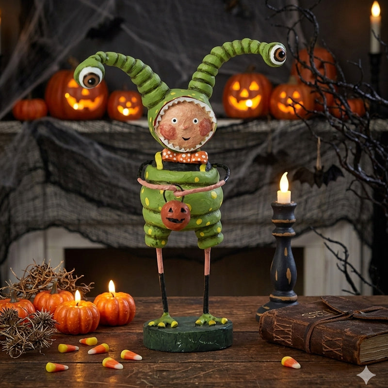 Cuddle Decor Little Alien Halloween Figurine and Collectible by Lori Mitchell lifestyle