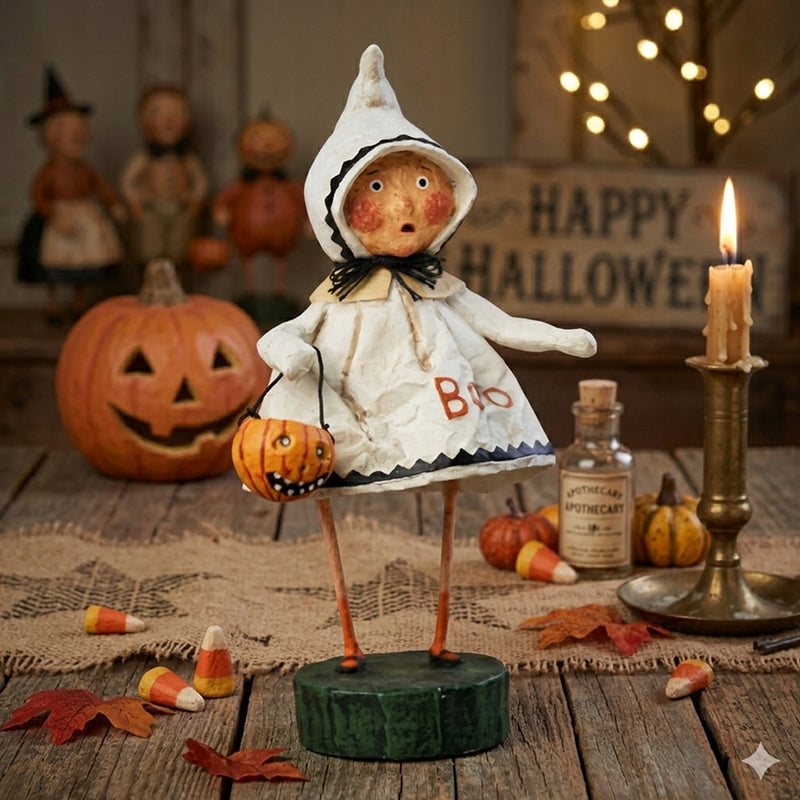 Cuddle Decor Little Boo Halloween Figurine by Lori Mitchell lifestyle