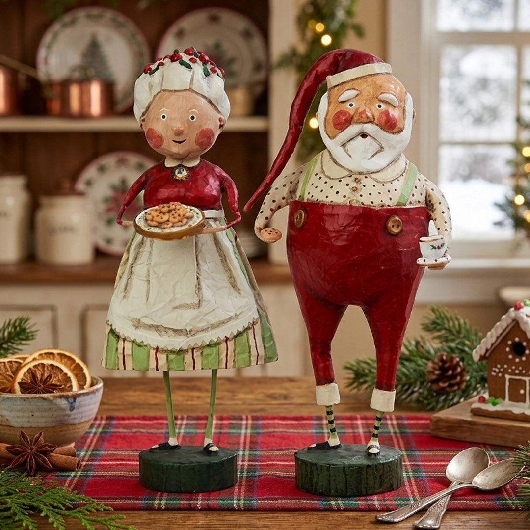 Cuddle Decor Mr. and Mrs. Claus Christmas Figurine by Lori Mitchell Set of 2 lifestyle