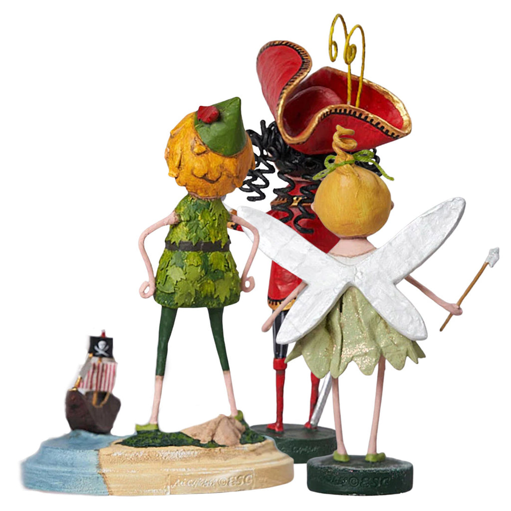 Neverland Peter, Hook and Tinkerbell Figurines by Lori Mitchell back