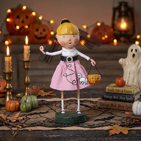 Cuddle Decor Nifty Nelda Halloween Figurine by Lori Mitchell front lifestyle RARE TO FIND