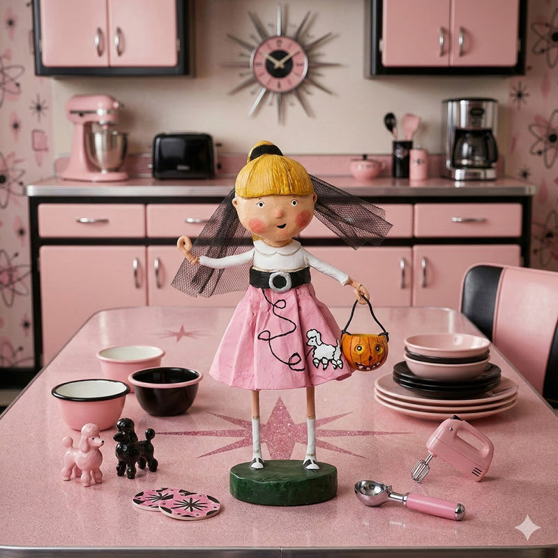 Cuddle Decor Nifty Nelda Halloween Figurine by Lori Mitchell front lifestyle
