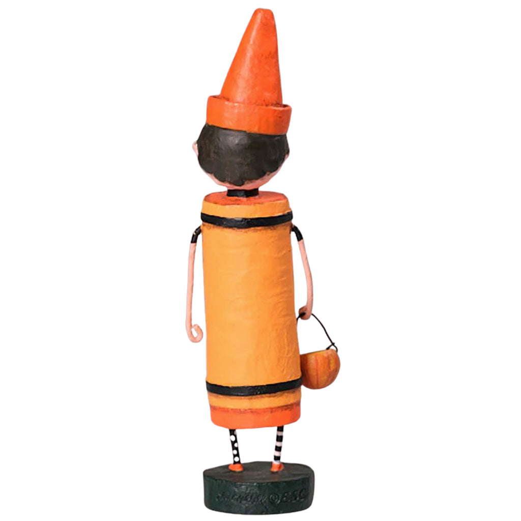 Orange Crayon Halloween Figurine by Lori Mitchell back
