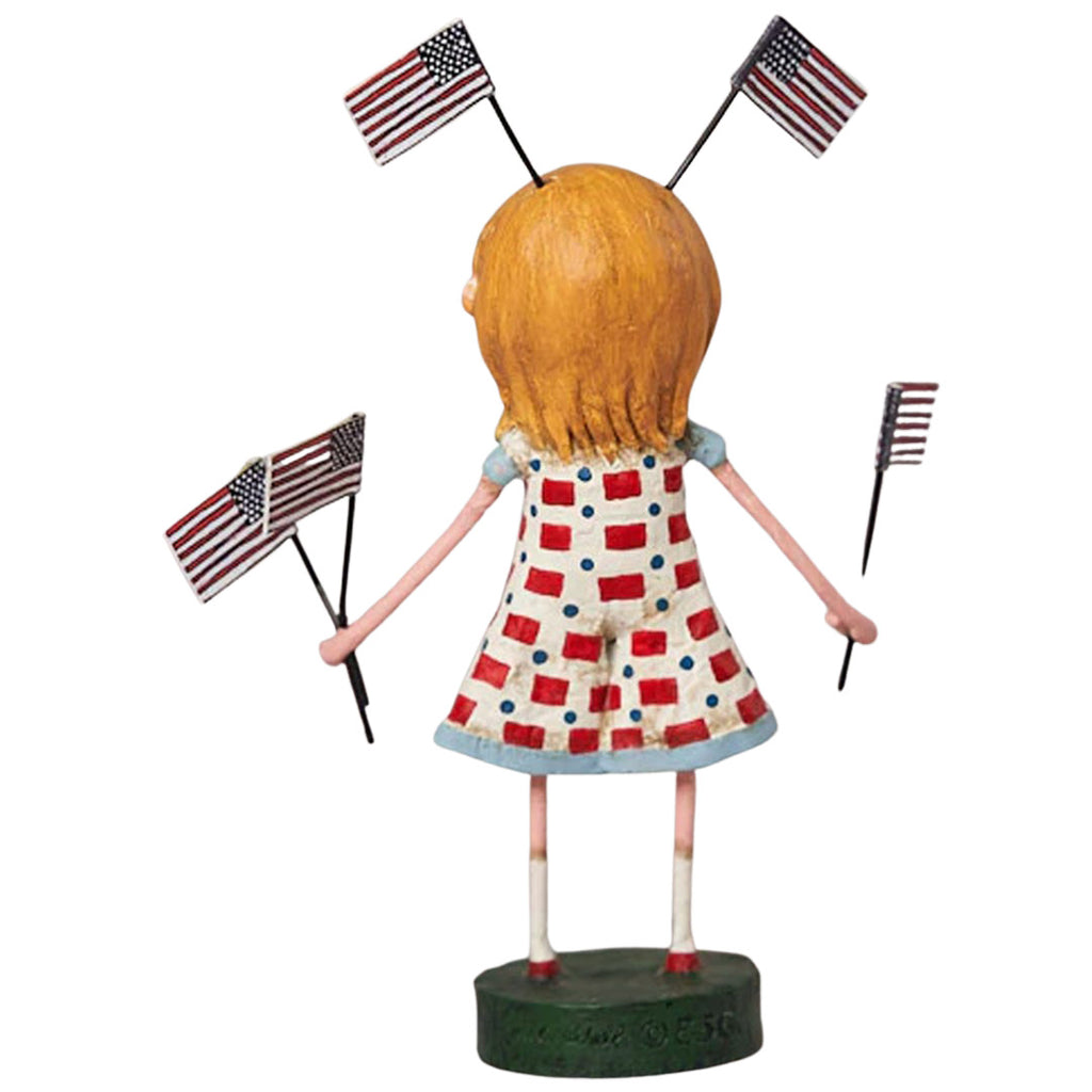 Fannie's Flags Summer Patriotic Collectible Figurine by Lori Mitchell back