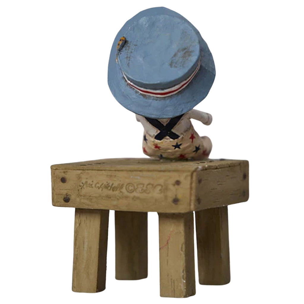 Gone Fishin' Summer Patriotic Collectible Figurine by Lori Mitchell back