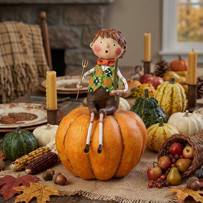 Cuddle Decor Peter Pumpkin Eater Fall Figurine by Lori Mitchell lifestyle