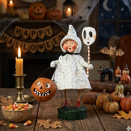 Cuddle Decor Polka-Dottie Boo Halloween Figurine and Collectible by Lori Mitchell lifestyle