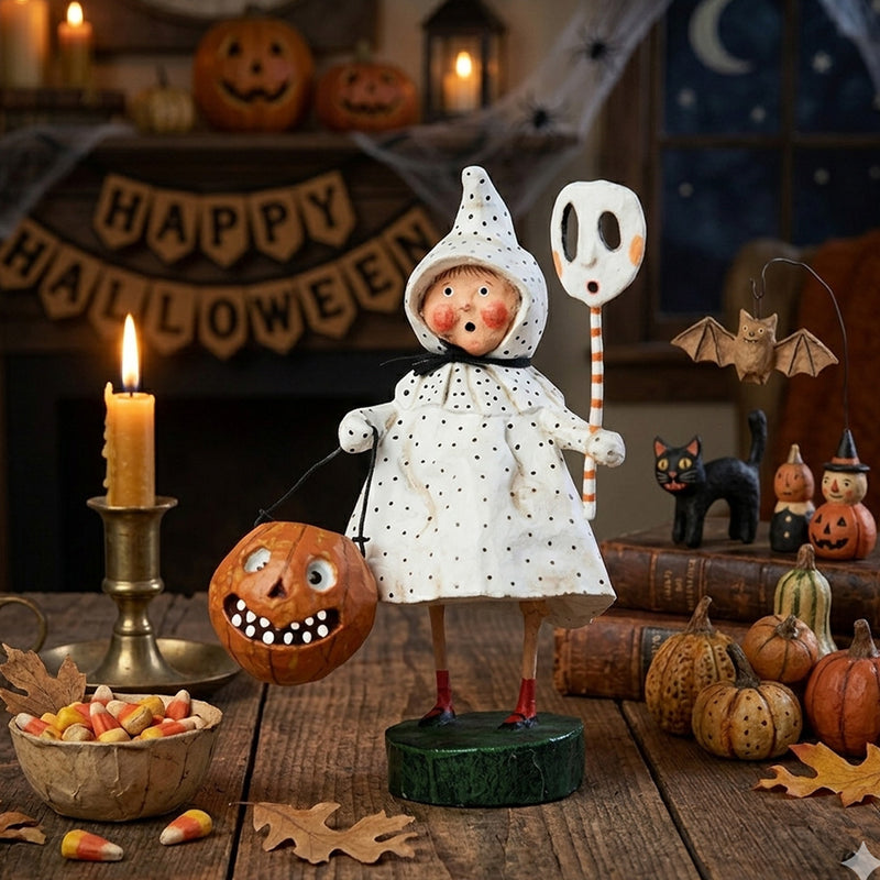 Cuddle Decor Polka-Dottie Boo Halloween Figurine and Collectible by Lori Mitchell lifestyle