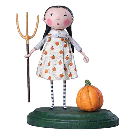 Pru the Pumpkin Farmer Halloween Figurine by Lori Mitchell new version front