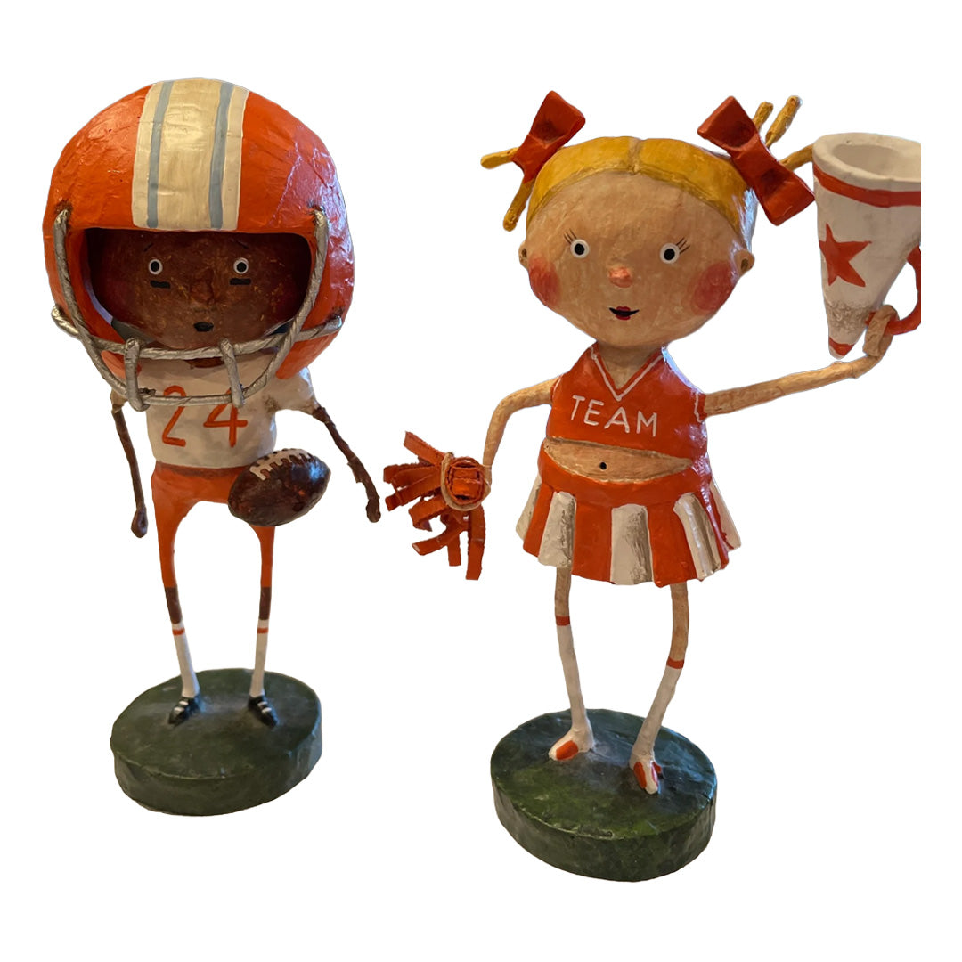 Cuddle Decor Lori Mitchell Rah Rah Rachel and Touchdown Timmy Orange Set of 2
