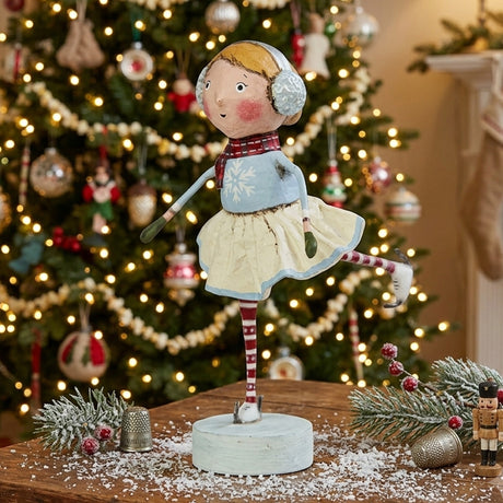 Cuddle Decor Skating Katie Christmas Figurine and Collectible by Lori Mitchell front lifestyle