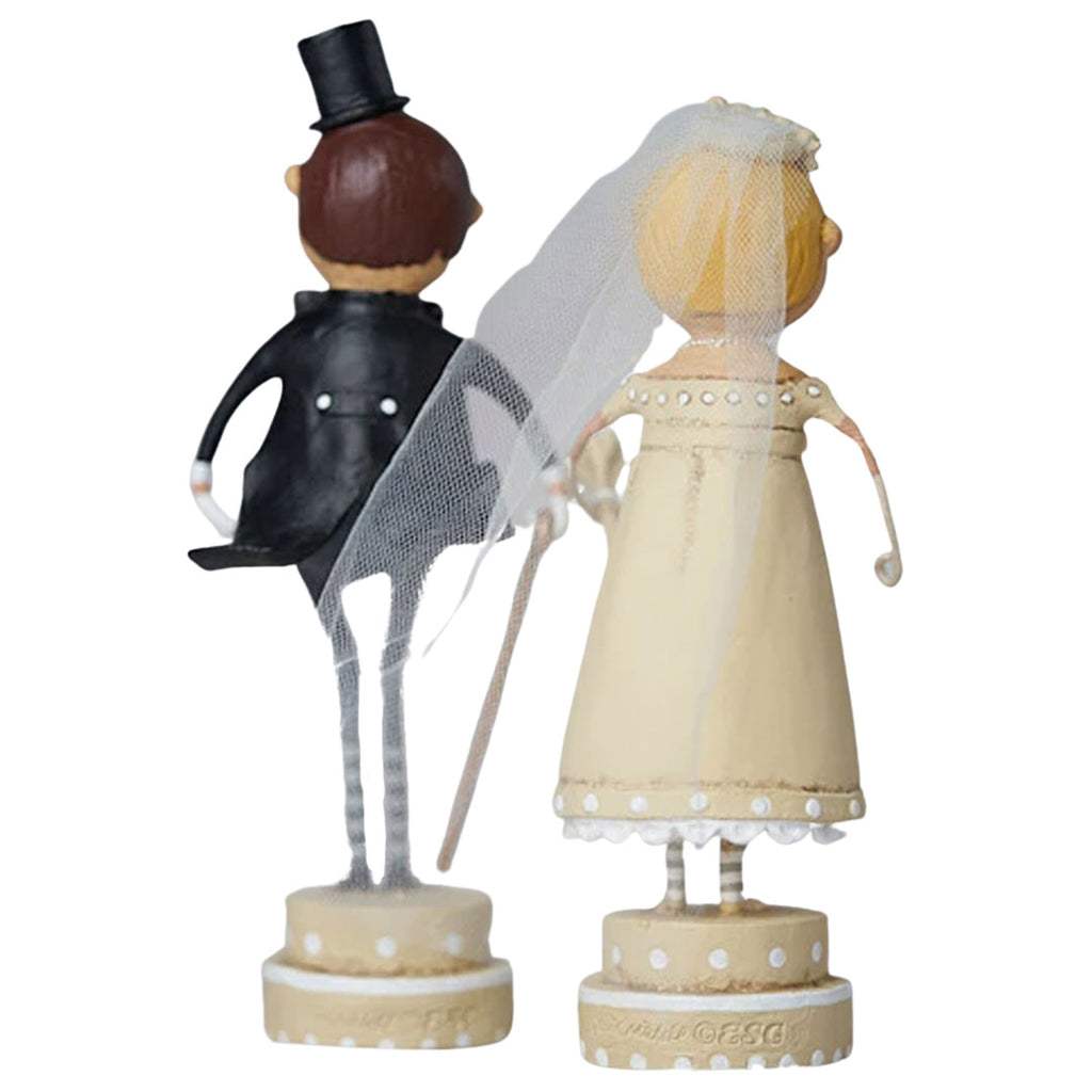 Wedding Belle and Lucky Fella Spring Figurine by Lori Mitchell front back
