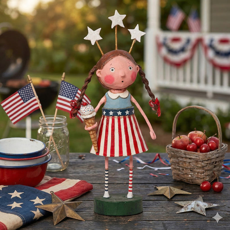 Cuddle Decor Stars, Stripes & Sprinkles Patriotic Figurine by Lori Mitchell front lifestyle