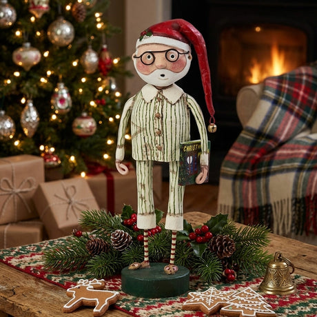 Cuddle Decor Storytime Santa Christmas Figurine and Collectible by Lori Mitchell front lifestyle