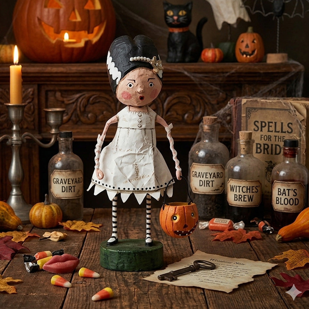 Cuddle Decor The Bride Of Frankie Stein Halloween Figurine by Lori Mitchell lifestyle