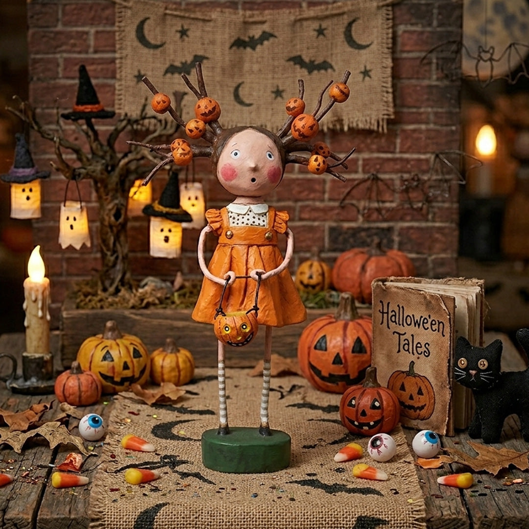 Cuddle Decor Twiggy, Halloween Figurine, designed by Lori Mitchell front lifestyle