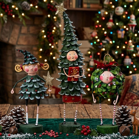 Cuddle Decor Xmas Tree Costume Figurine and Collectible by Lori Mitchell Set of 3 lifestyle