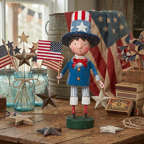Cuddle Decor Yankee Doodle Boy Patriotic Collectible Figurine by Lori Mitchell front lifestyle