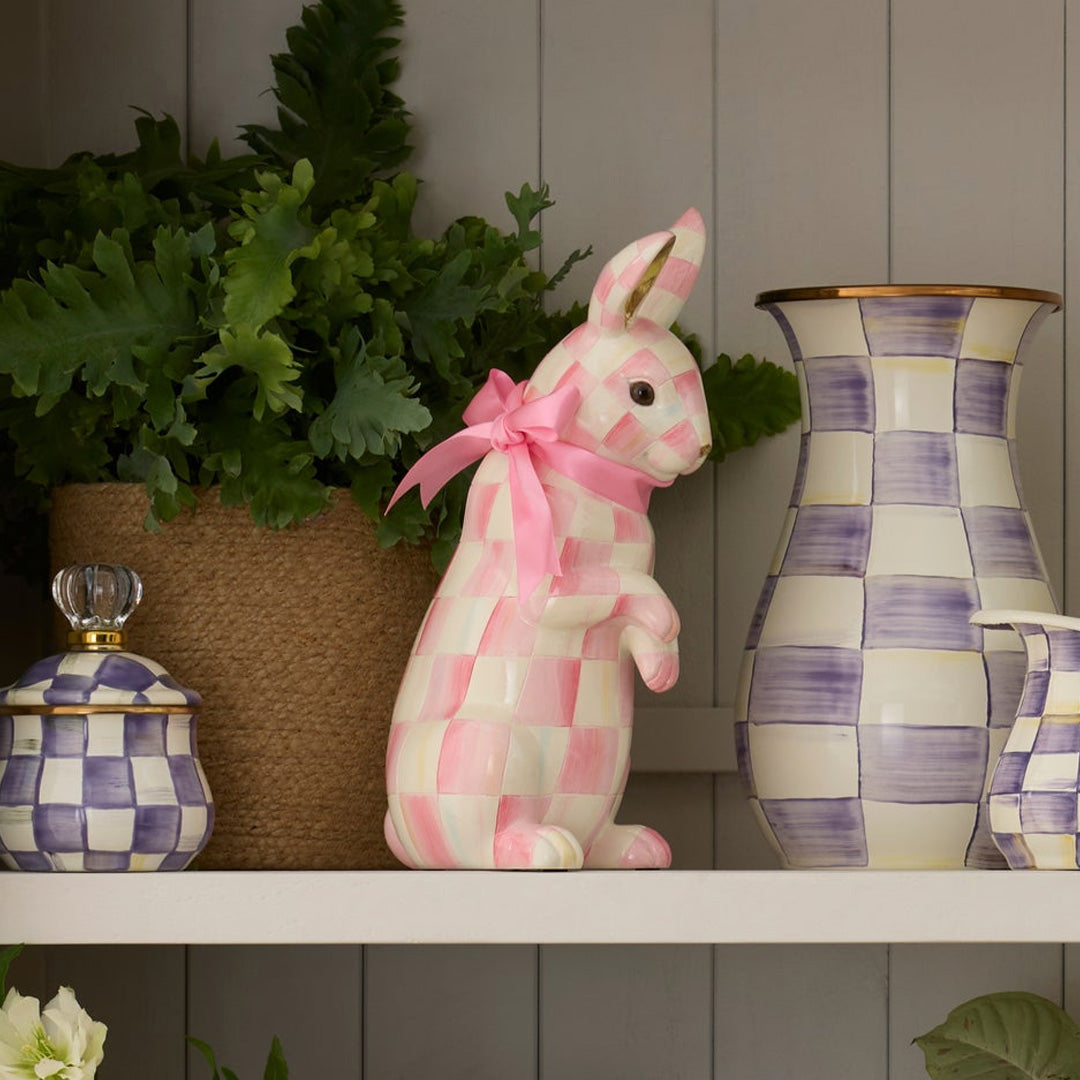 Cuddle Decor MacKenzie Childs Bubblegum Check Hops Bunny lifestyle 1