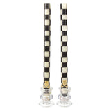 Cuddle Decor MacKenzie Childs Check Black and Ivory Dinner Candles Set of 2