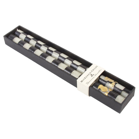 Cuddle Decor MacKenzie Childs Check Black and Ivory Dinner Candles Set of 2 pic2