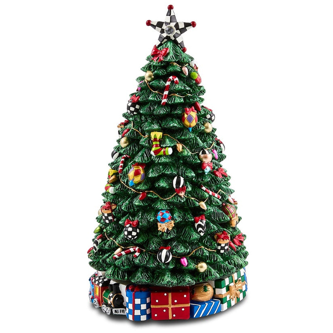 Cuddle Decor MacKenzie Childs Christmas Carol Rotating Musical Tree 14.57" back