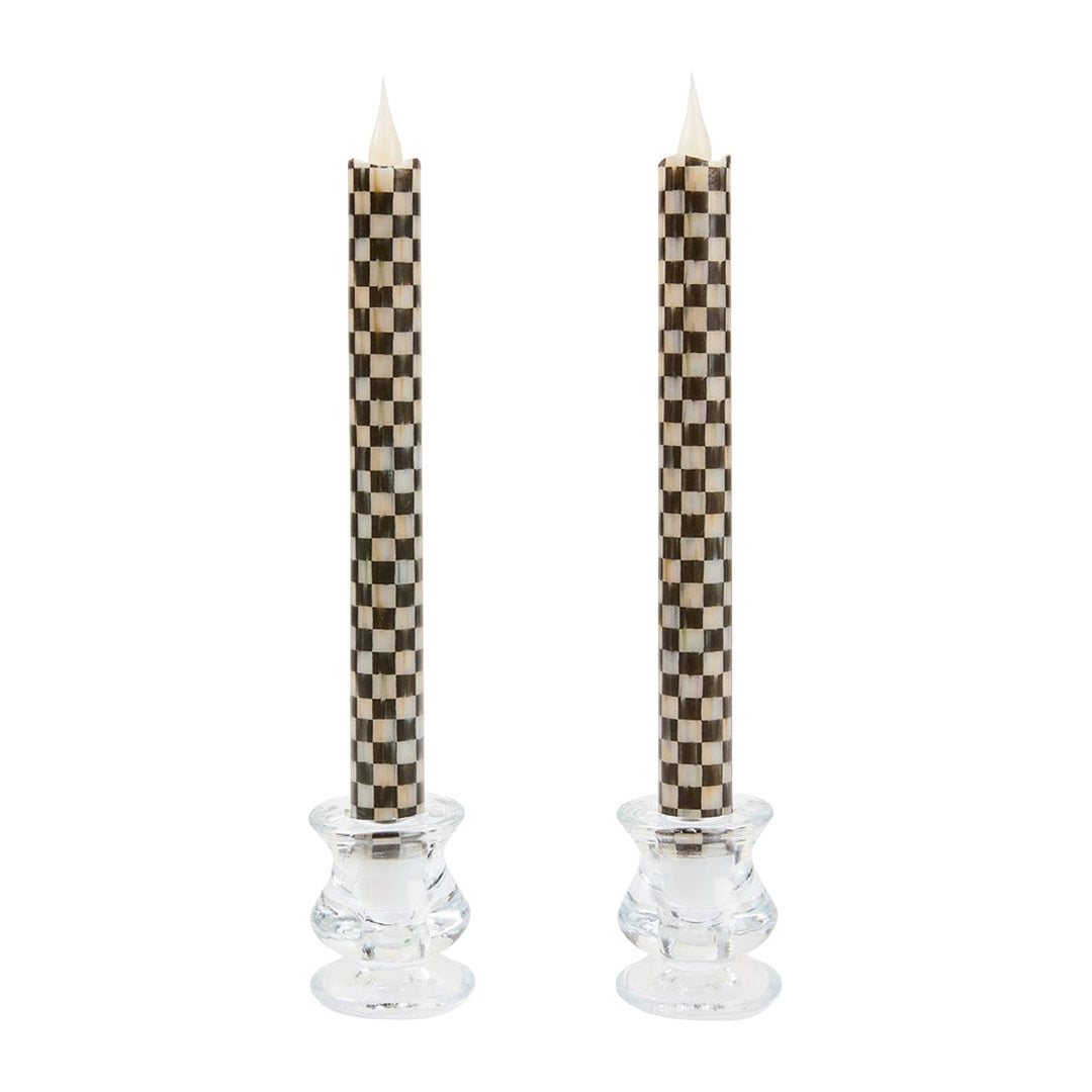 Cuddle Decor MacKenzie Childs Courtly Check Flameless Dinner Candles Set of 2 pic1
