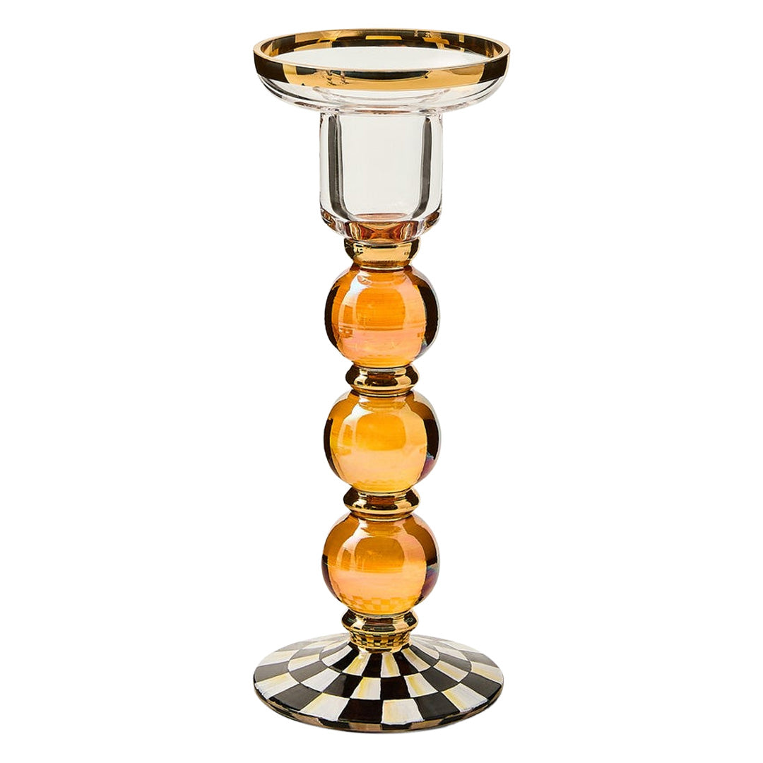 Cuddle Decor MacKenzie Childs Courtly Check Large Glass Candlestick pic1