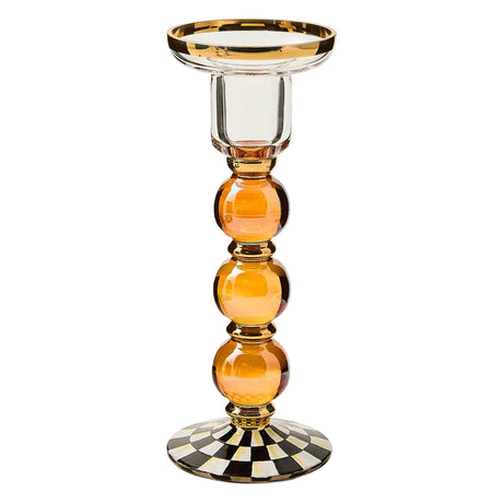 Cuddle Decor MacKenzie Childs Courtly Check Large Glass Candlestick pic1