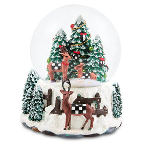 Cuddle Decor MacKenzie Childs Holiday Forest Deer Snow Globe 6.5"