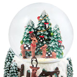 Cuddle Decor MacKenzie Childs Holiday Forest Deer Snow Globe 6.5" close up