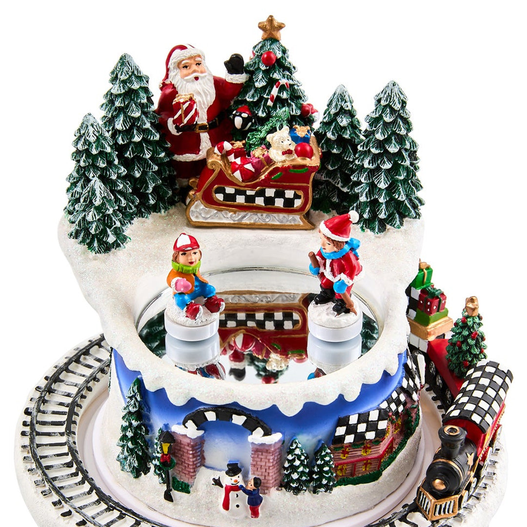 Cuddle Decor MacKenzie Childs Musical Ice Skating Winter Scene 5.31" close up