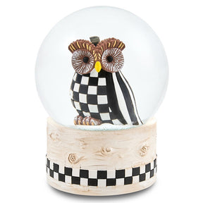 Cuddle Decor MacKenzie Childs Owl Snow Globe 6.5"