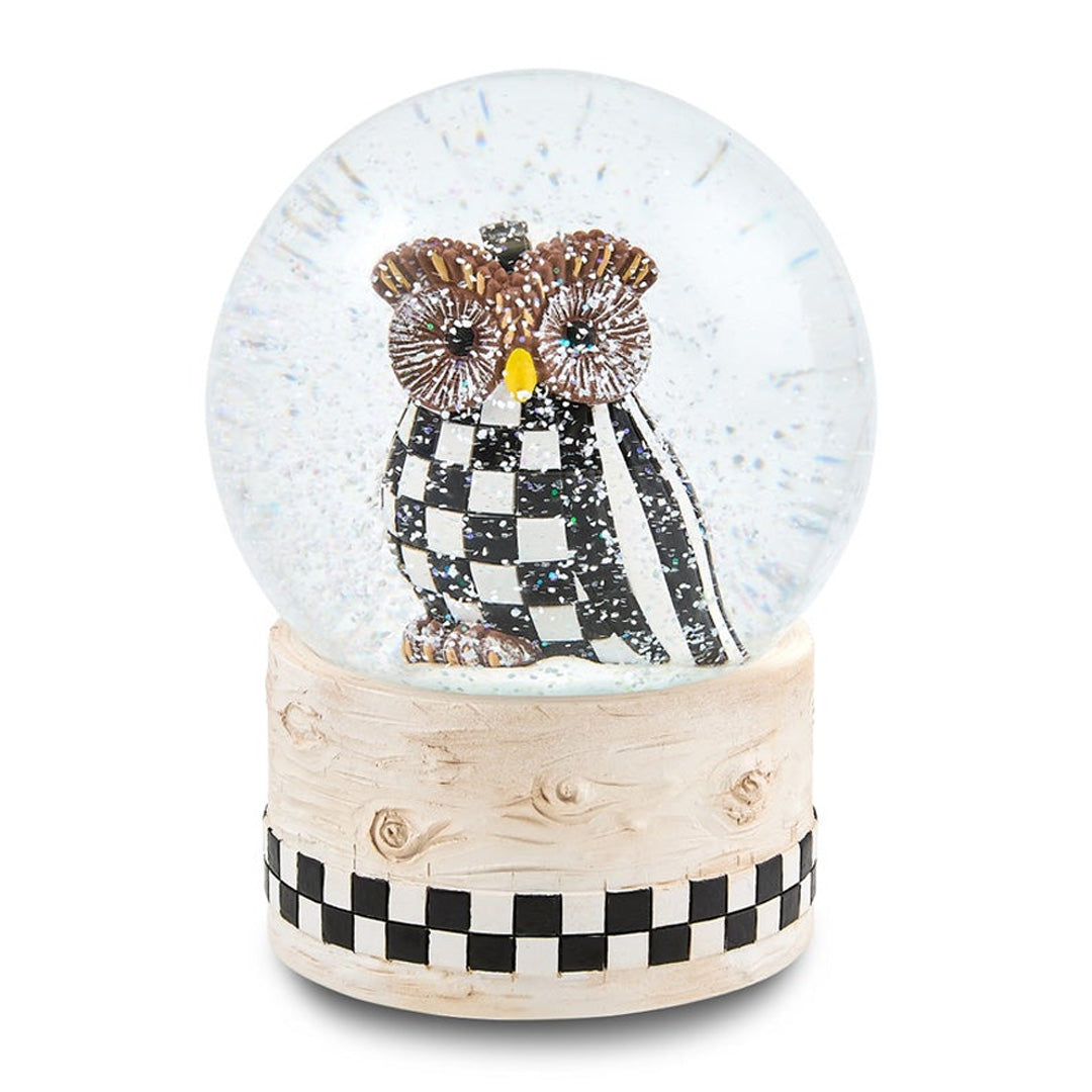 Cuddle Decor MacKenzie Childs Owl Snow Globe 6.5" front