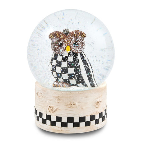 Cuddle Decor MacKenzie Childs Owl Snow Globe 6.5" front