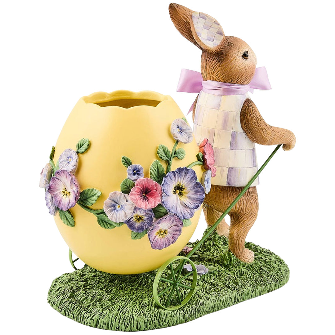 Cuddle Decor MacKenzie Childs Pansy Party Bunny and Cart Centerpiece back