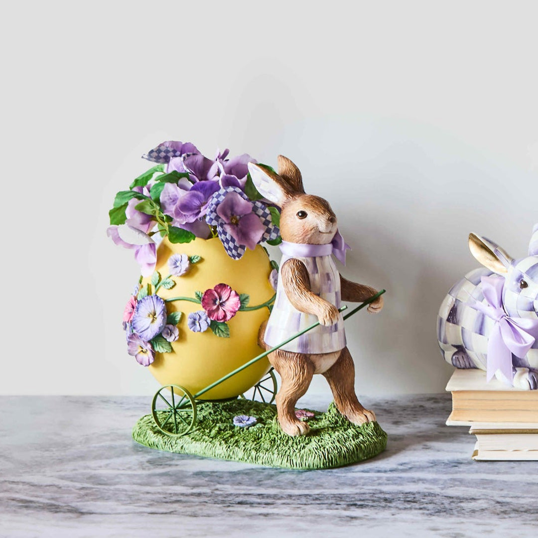 Cuddle Decor MacKenzie Childs Pansy Party Bunny and Cart Centerpiece lifestyle 2