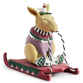 Cuddle Decor Patience Brewster by MacKenzie Childs Mooseltoe Baby Moose on Sled 5" side