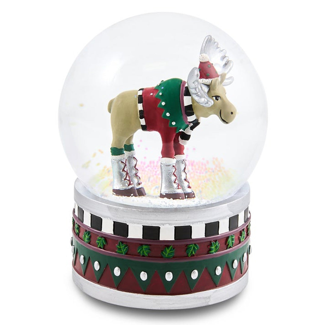 Cuddle Decor Patience Brewster by MacKenzie Childs Mooseltoe Snow Globe 6.5" side
