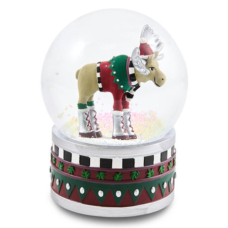 Cuddle Decor Patience Brewster by MacKenzie Childs Mooseltoe Snow Globe 6.5" side