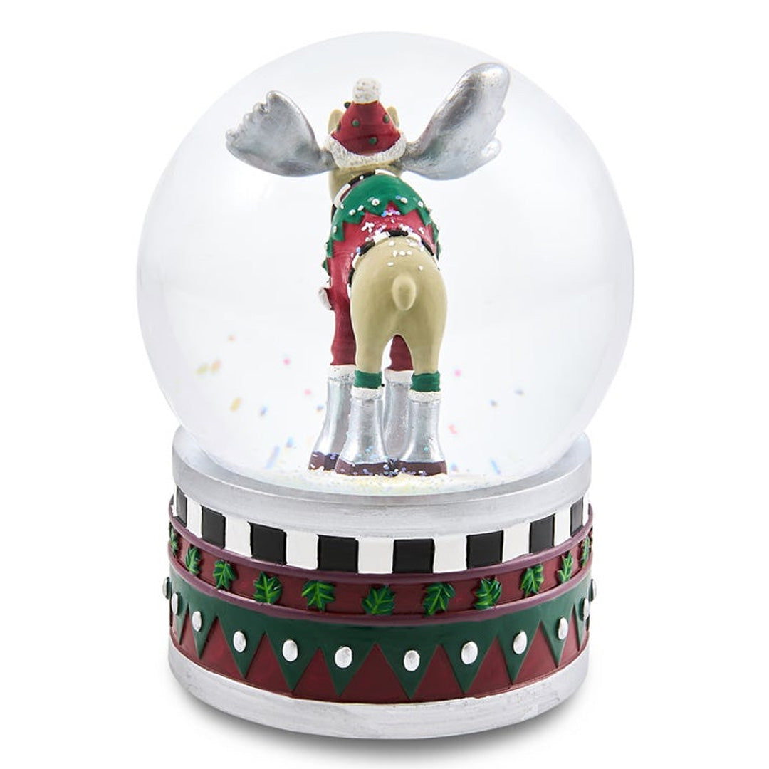Cuddle Decor Patience Brewster by MacKenzie Childs Mooseltoe Snow Globe 6.5" back