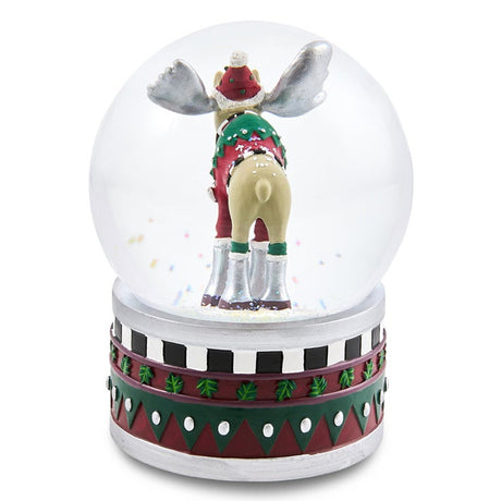 Cuddle Decor Patience Brewster by MacKenzie Childs Mooseltoe Snow Globe 6.5" back