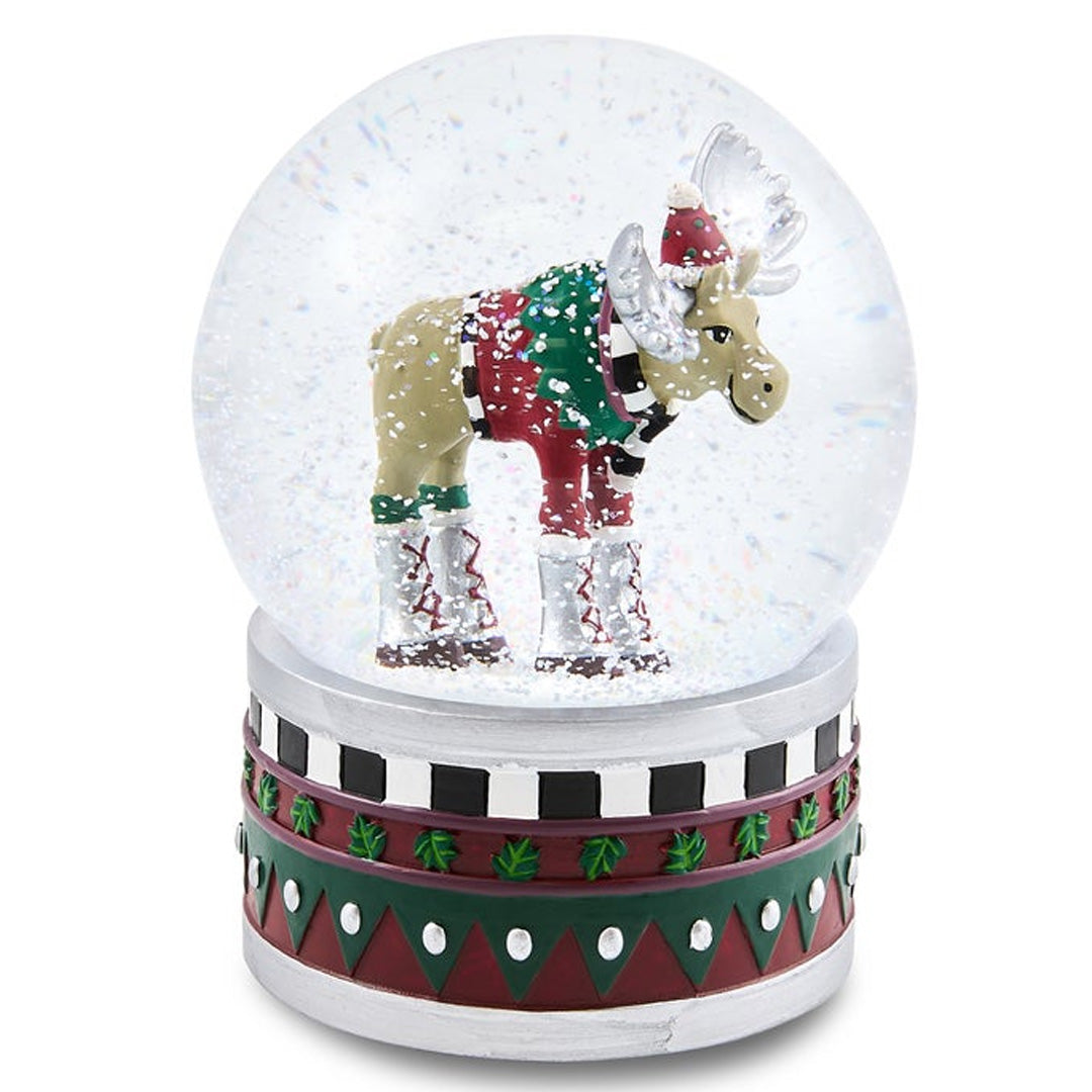Cuddle Decor Patience Brewster by MacKenzie Childs Mooseltoe Snow Globe 6.5" side