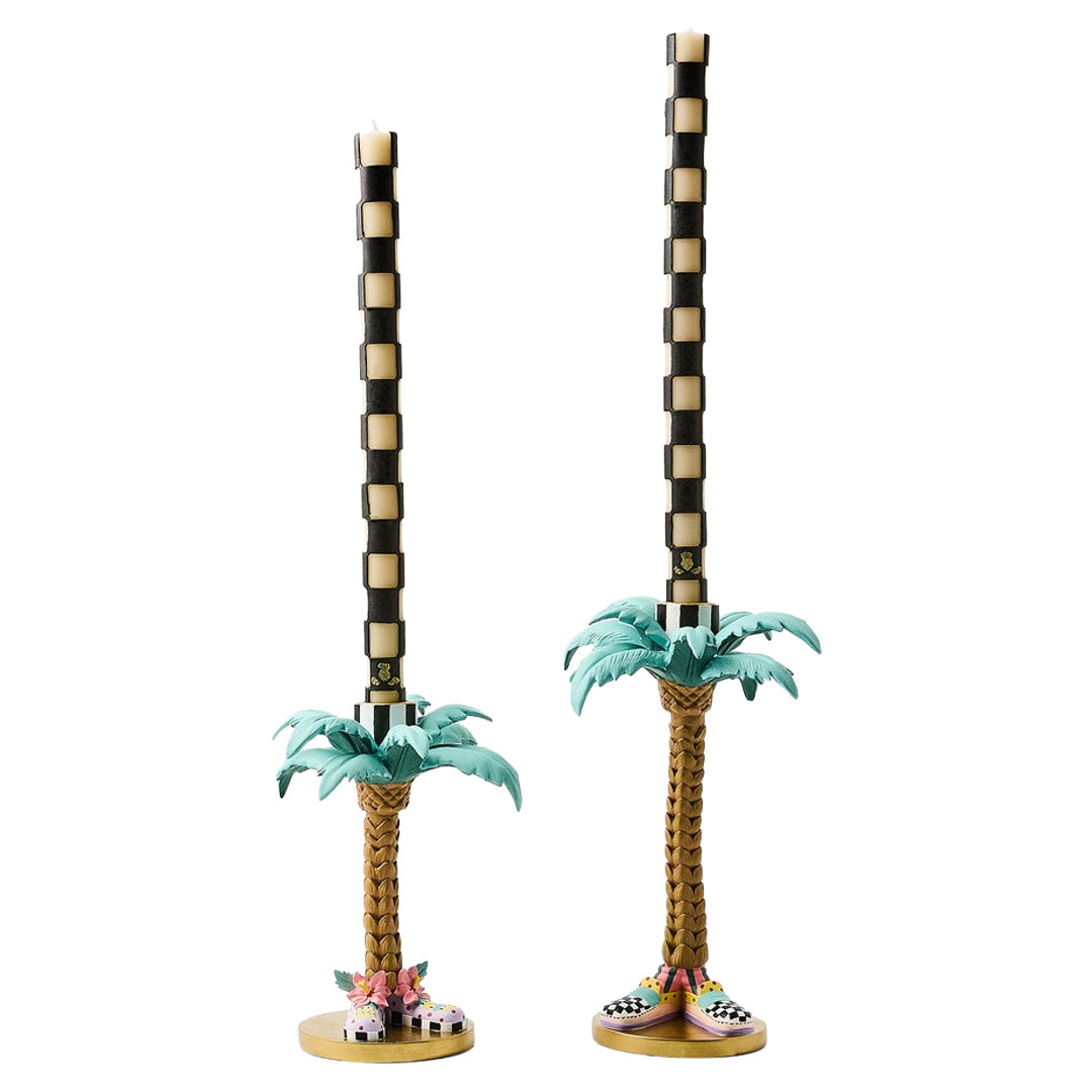 Cuddle Decor MacKenzie Childs Patience Brewster Palm Tree Candle Holders Set of 2
