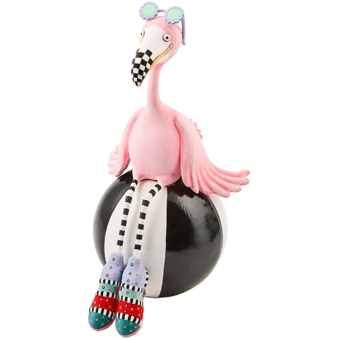 Cuddle Decor MacKenzie Childs Patience Brewster Sheila Flamingo on Ball front
