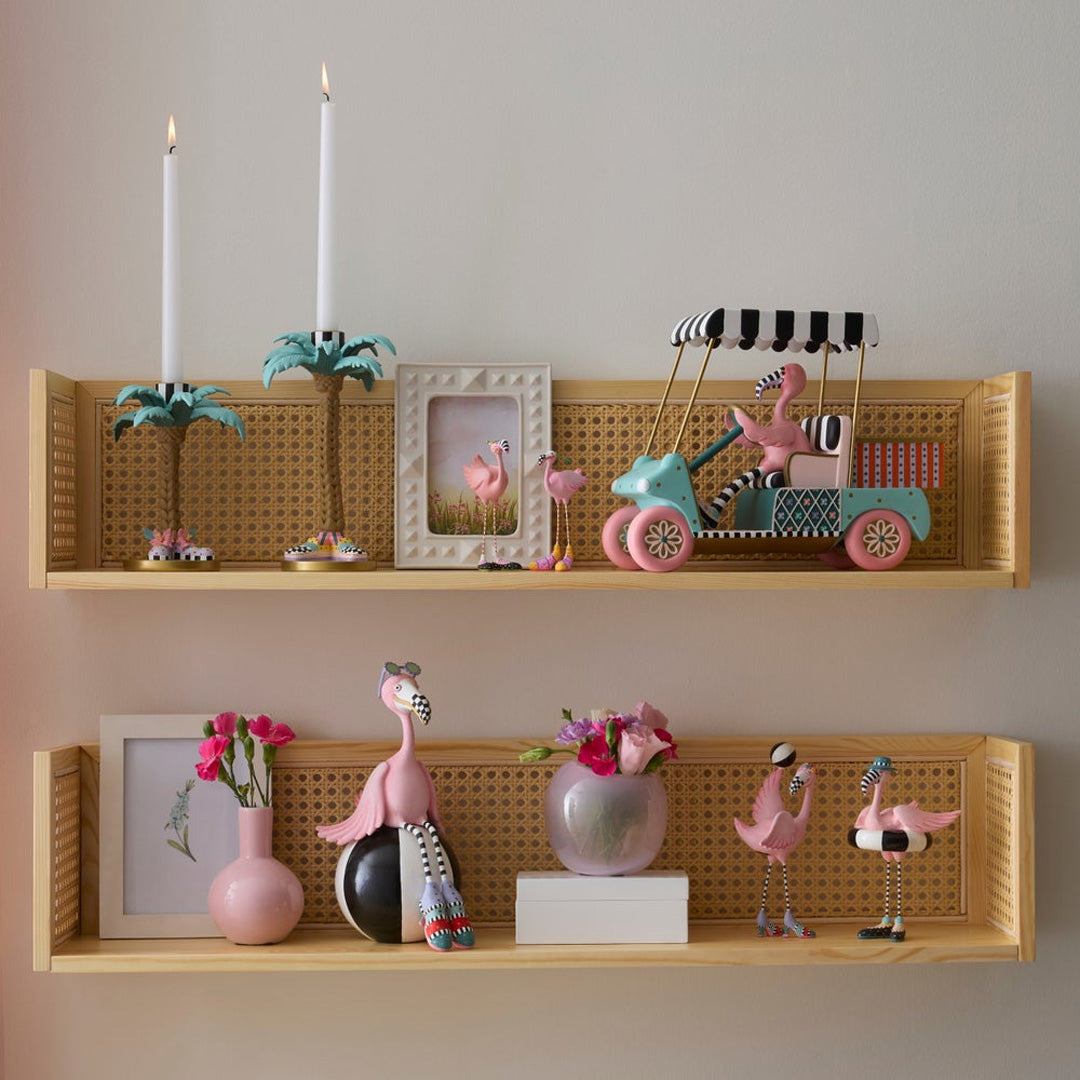 Cuddle Decor MacKenzie Childs Patience Brewster Sheila and Sheldon Flamingo Figurines lifestyle 3