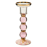 Cuddle Decor MacKenzie Childs Rosy Check Large Glass Candlestick pic1