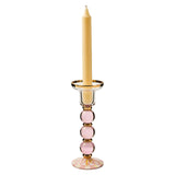Cuddle Decor MacKenzie Childs Rosy Check Large Glass Candlestick pic2