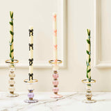 Cuddle Decor MacKenzie Childs Rosy Check Large Glass Candlestick pic3