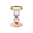 Cuddle Decor MacKenzie Childs Rosy Check Small Glass Candlestick pic1
